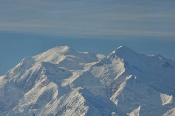 Apesar de parecerem próximos, os picos norte e sul da montanha estão a 5 km de distância um do outro (Denali National Park, no Alaska)